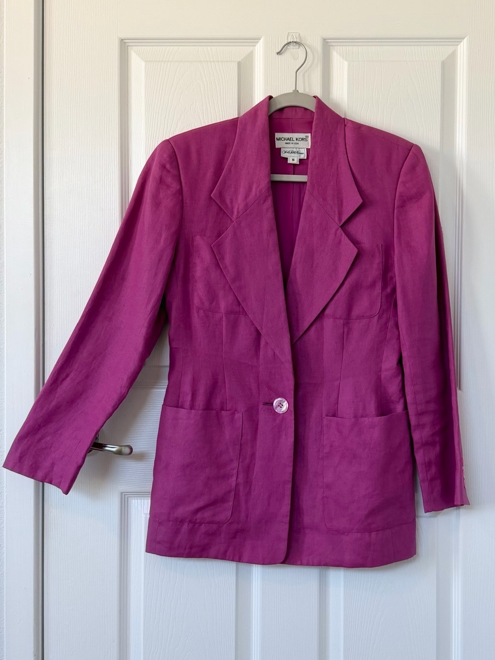 Vintage Fuchsia Pink Linen Blend Blazer by Michael Kors for Saks Fifth Avenue